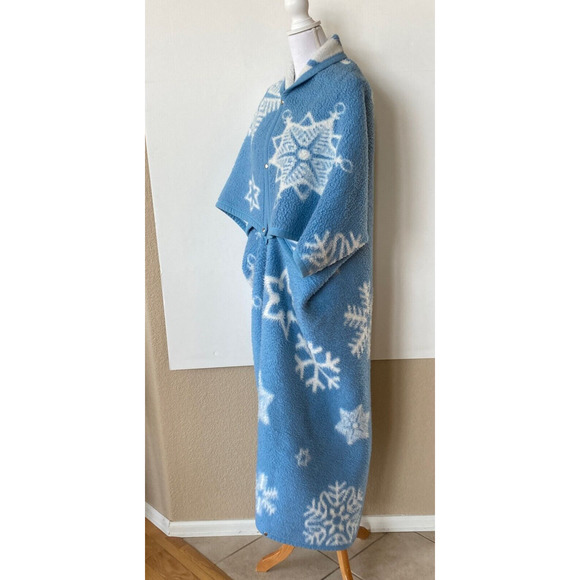 VTG BIEDERLACK ACRYLIC BLEND THROW CUDDLE SNAP Zipper BLANKET BLUE SNOWFLAKE - Picture 8 of 9
